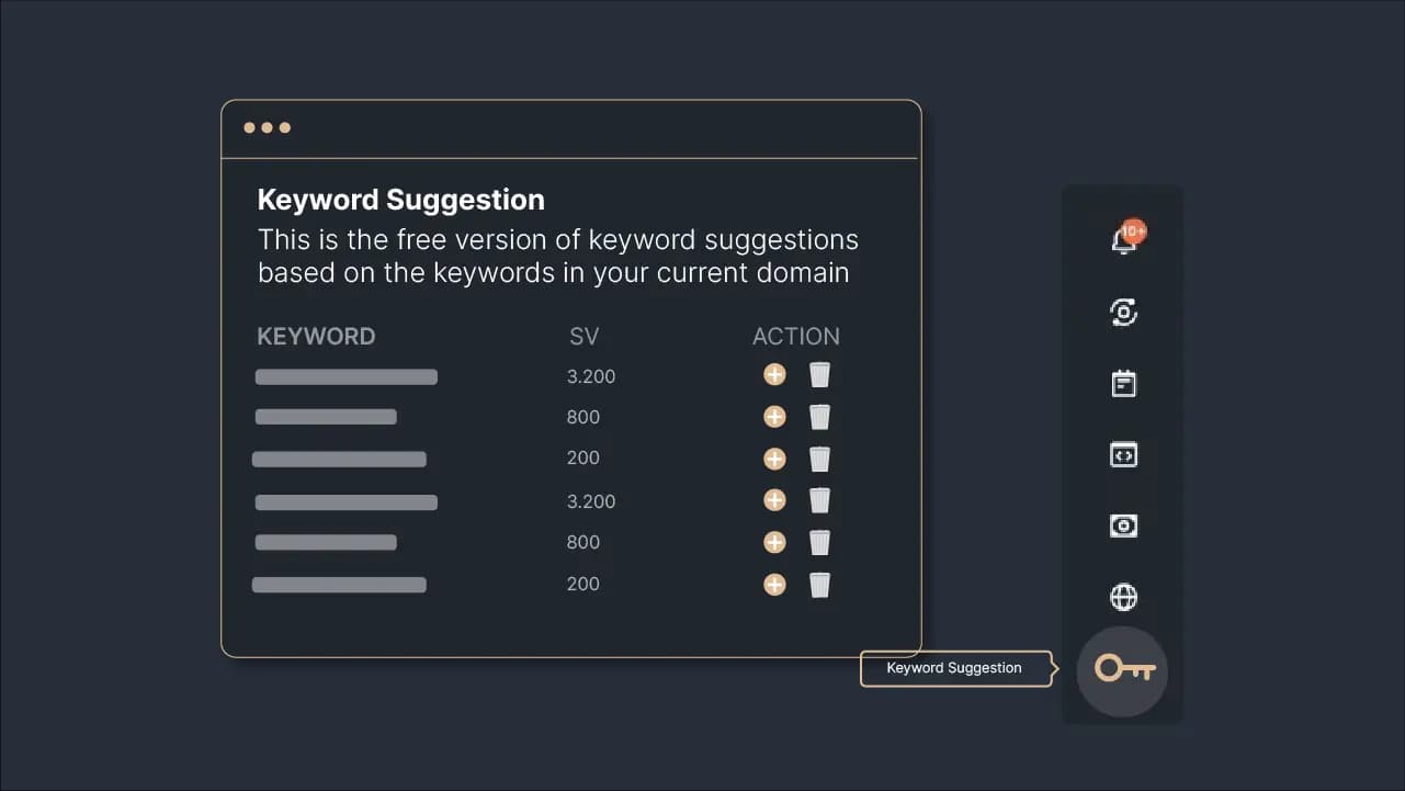 Figure 4: Accessing Keyword Suggestions through the sidebar