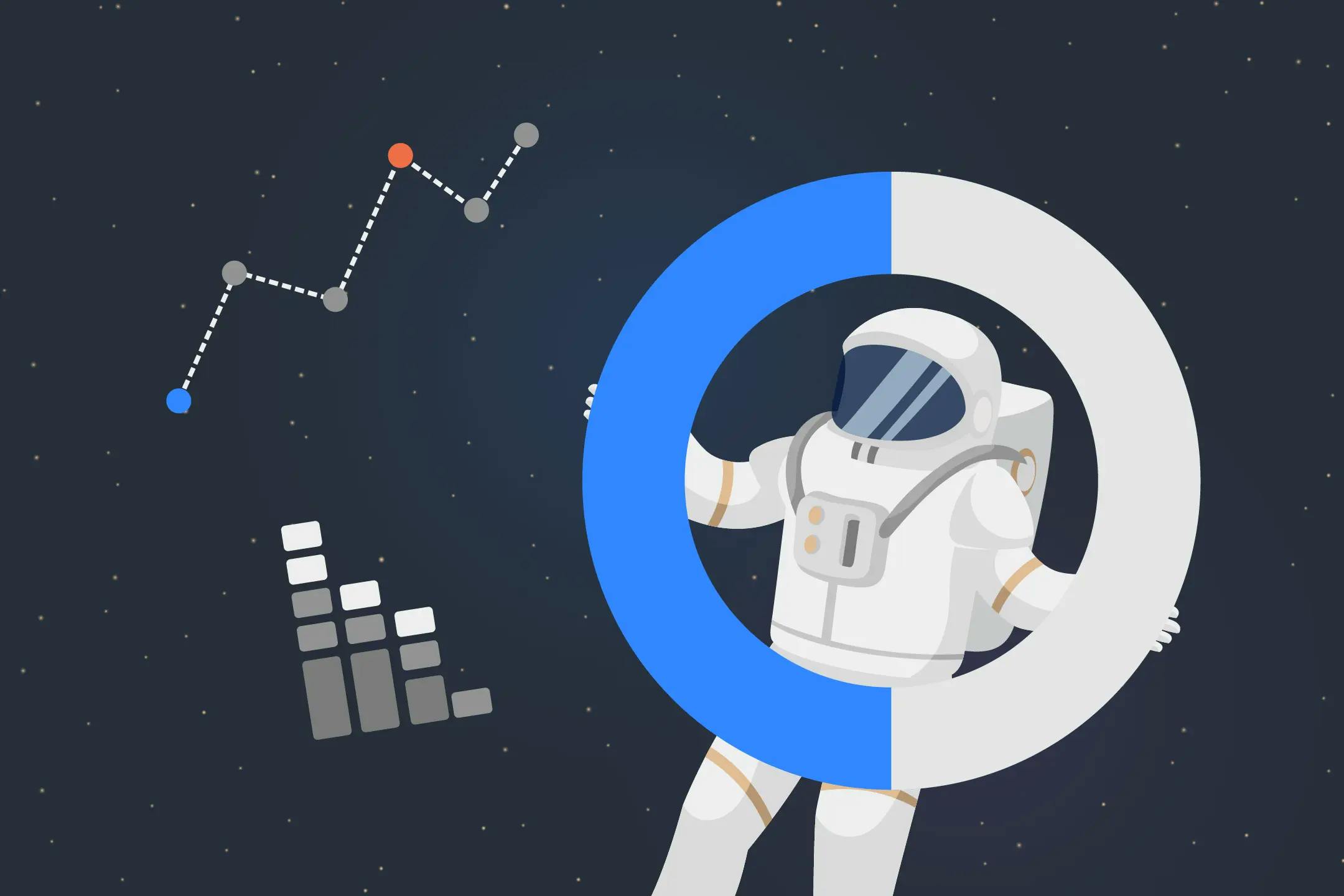 an astronaut holding SEO KPI illustration