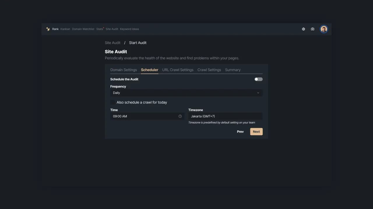 Picture 2 - Site audit setting in Sequence Stats.